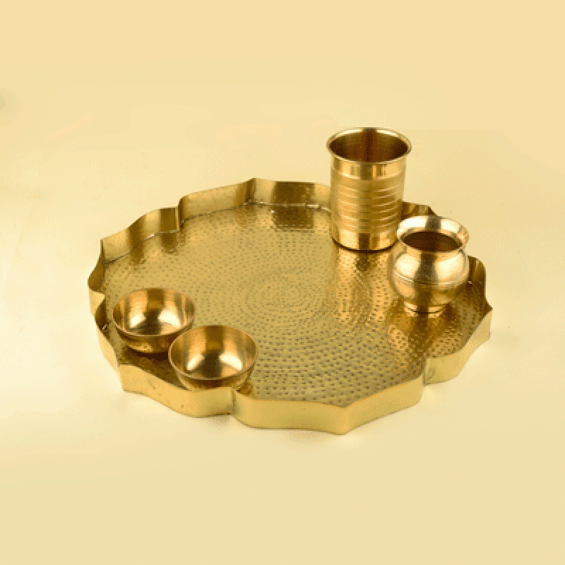 Brass Lotus Shape Thaali Set of 6