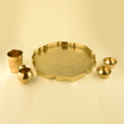 Brass Lotus Shape Thaali Set of 6