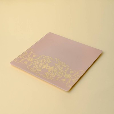 Delicate Gold Inlay Glass Platter (Pink)