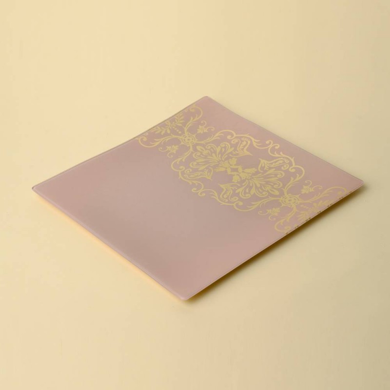 Delicate Gold Inlay Glass Platter (Pink)