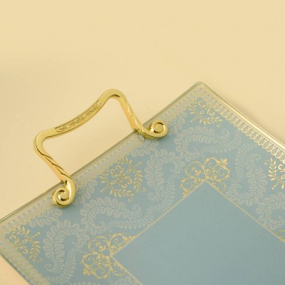 Delicate Gold Inlay Glass Tray (Blue)