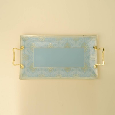 Delicate Gold Inlay Glass Tray (Blue)