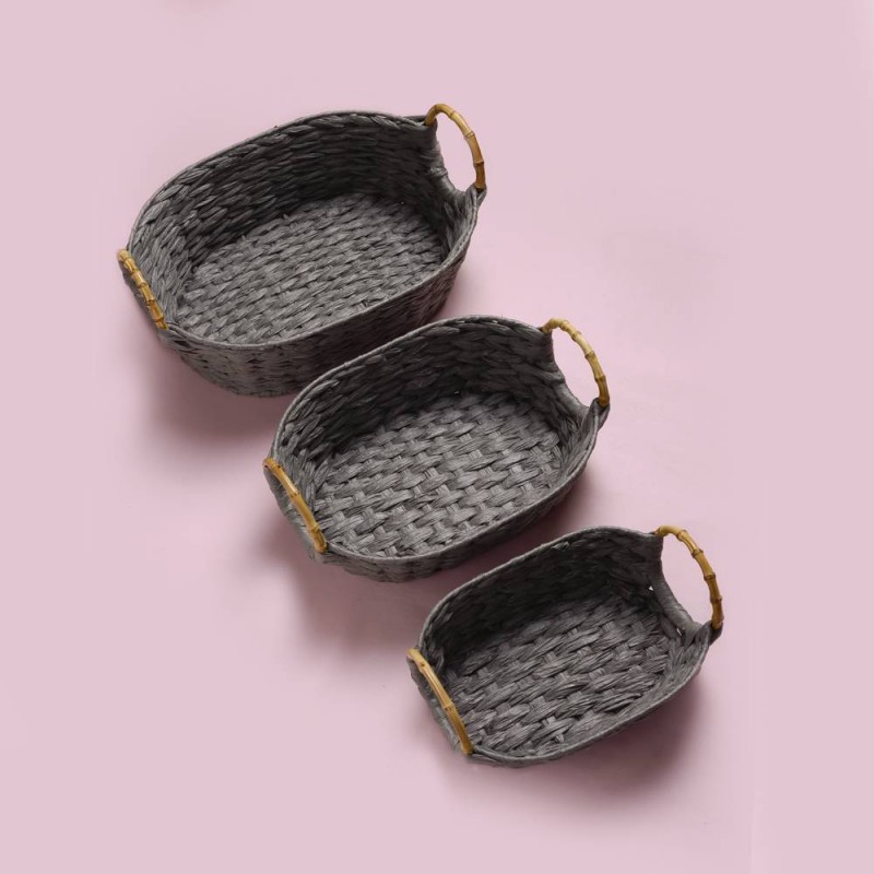 Fine Wicker Basket (Grey)