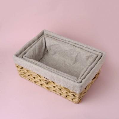 Fine Wicker Basket with Cloth Set Of 3 (Basic)