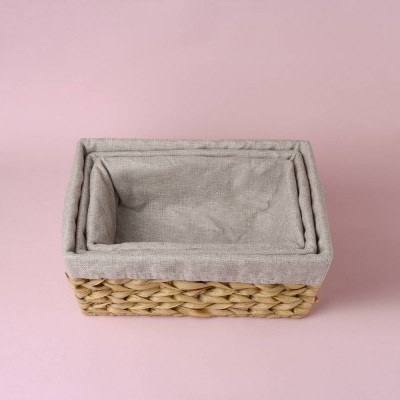 Fine Wicker Basket with Cloth Set Of 3 (Basic)