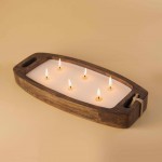 Ethnic 6 Wick Tray Candle - Wood