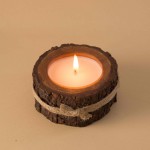 Rustic Bark Candle - Wood