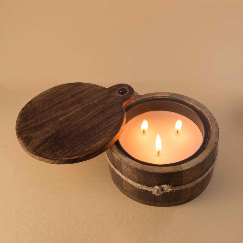 Sliding Lid Candle - Wood