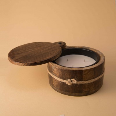 Sliding Lid Candle - Wood