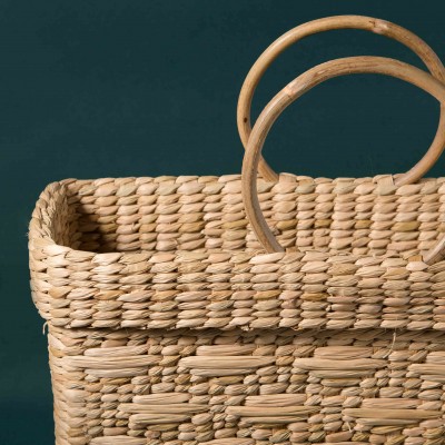 Rectangular Handcrafted Diamond Basket Bag