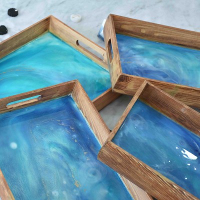 Resin Wood Trays Bliss (Set of 4)