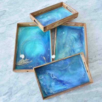 Resin Wood Trays Bliss (Set of 4)