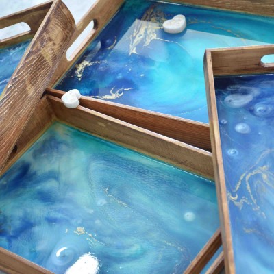 Resin Wood Trays Bliss (Set of 4)